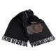 Cashmere type scarf with fringes, flowers 70x190 cm - Black (1 Piece) Cashmere type scarf with fringes, flowers 70x190 cm - Black (1 Piece)