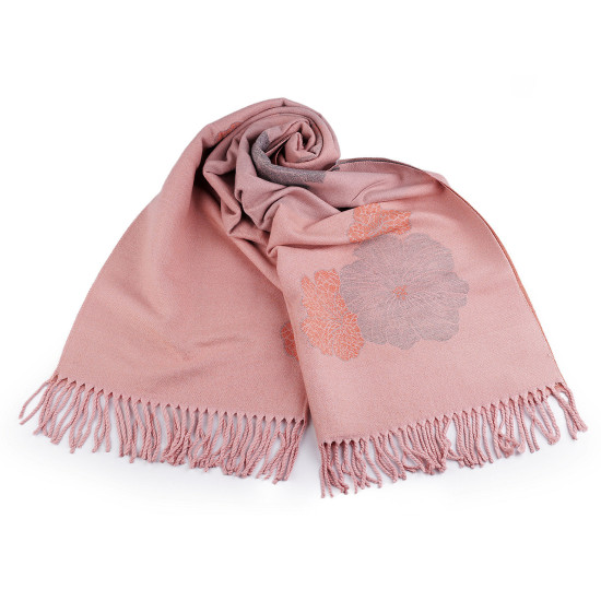 Cashmere type scarf with fringes, flowers 70x190 cm - Black (1 Piece) Cashmere type scarf with fringes, flowers 70x190 cm - Black (1 Piece)