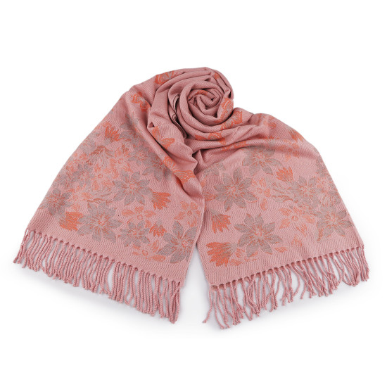 Cashmere type scarf with fringes, flowers 70x190 cm - Black (1 Piece) Cashmere type scarf with fringes, flowers 70x190 cm - Black (1 Piece)