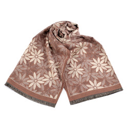 Cashmere type scarf with fringes, flowers 60x180 cm - Beige (1 Piece)