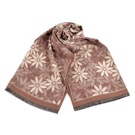 Cashmere type scarf with fringes, flowers 60x180 cm - Red (1 Piece) Cashmere type scarf with fringes, flowers 60x180 cm - Red (1 Piece)