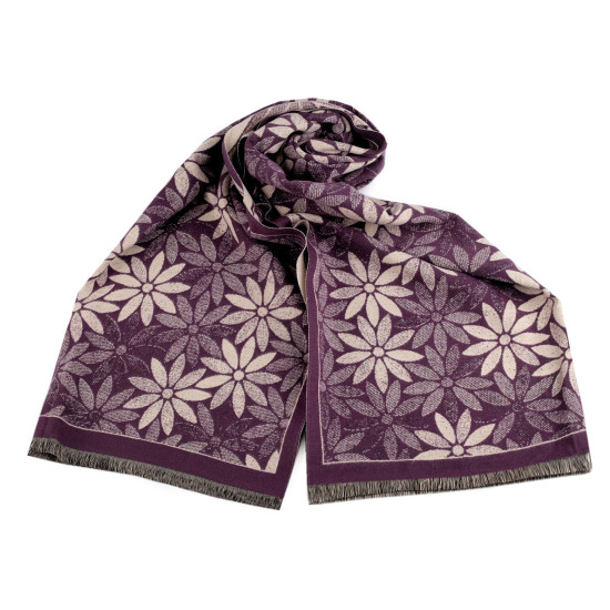 Cashmere type scarf with fringes, flowers 60x180 cm - Red (1 Piece) Cashmere type scarf with fringes, flowers 60x180 cm - Red (1 Piece)