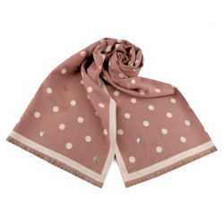 Écharpe type cachemire avec franges, à pois, 68 x 190 cm - Poudre (1 Pièce)