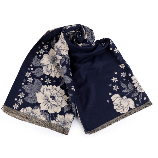 Cashmere type scarf with fringes, flowers 68x180 cm - Red (1 Piece) Cashmere type scarf with fringes, flowers 68x180 cm - Red (1 Piece)