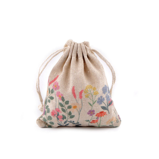 Frühlings-geschenkbeutel, 10 x 13 cm, leinen mit blumen - Naturfarbe (1 Stück) Frühlings-geschenkbeutel, 10 x 13 cm, leinen mit blumen - Naturfarbe (1 Stück)