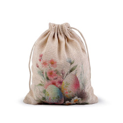 Linen gift bag 13x18 cm, spring / easter - Burlap (1 Piece)