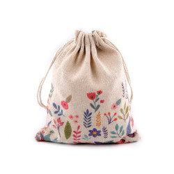 Linen gift bag 13x18 cm, spring / easter - Burlap (1 Piece)