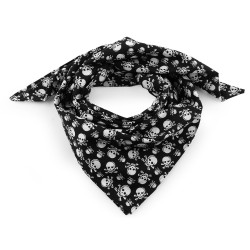 Bandana en coton avec têtes de mort, 65 x 65 cm - Noir (1 Pièce)