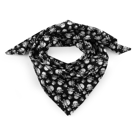 Bandana en coton avec têtes de mort, 65 x 65 cm - Noir (1 Pièce) Bandana en coton avec têtes de mort, 65 x 65 cm - Noir (1 Pièce)