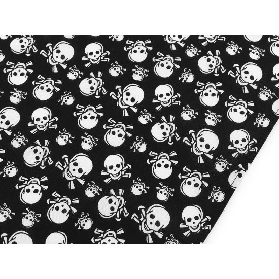Bandana en coton avec têtes de mort, 65 x 65 cm - Noir (1 Pièce) Bandana en coton avec têtes de mort, 65 x 65 cm - Noir (1 Pièce)