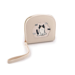 Cat wallet 10x11 cm - Lightbeige (1 Piece)