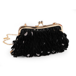 Borsa a mano / pochette, con paillette e perline - Nero (1 Pezzo)