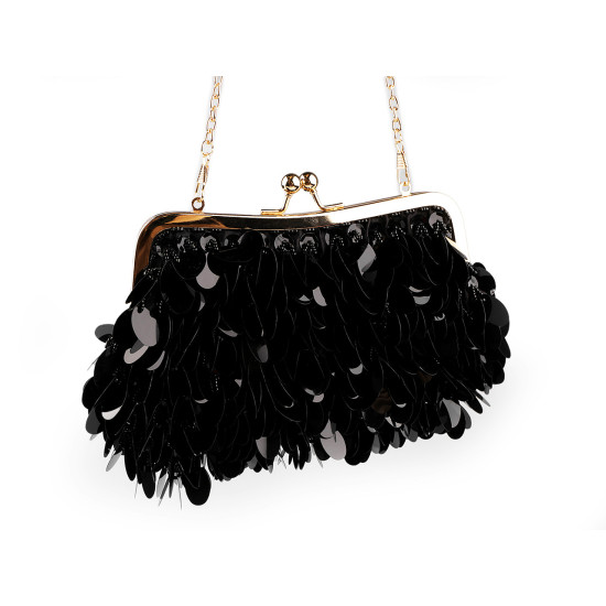 Bolso tipo clutch con lentejuelas y cuentas de semillas - Negro (1 Pieza) Bolso tipo clutch con lentejuelas y cuentas de semillas - Negro (1 Pieza)