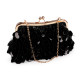 Bolso tipo clutch con lentejuelas y cuentas de semillas - Negro (1 Pieza) Bolso tipo clutch con lentejuelas y cuentas de semillas - Negro (1 Pieza)