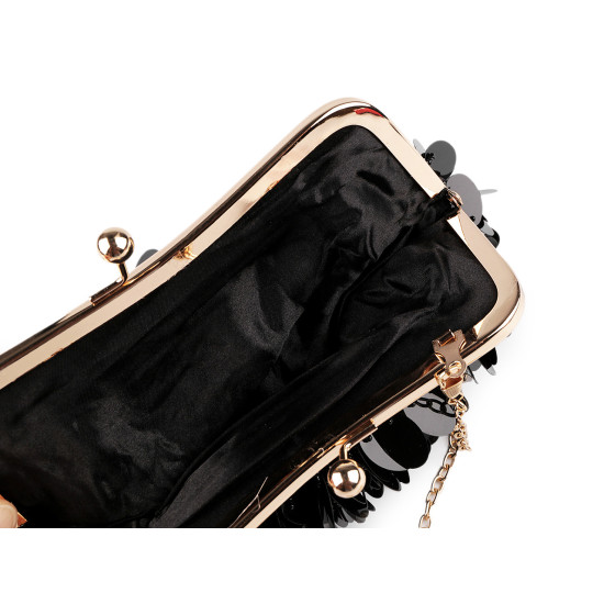 Bolso tipo clutch con lentejuelas y cuentas de semillas - Negro (1 Pieza) Bolso tipo clutch con lentejuelas y cuentas de semillas - Negro (1 Pieza)