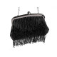 Evening handbag - satin clutch with seed beads - Grey (2 Pieces) Evening handbag - satin clutch with seed beads - Grey (2 Pieces)