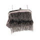 Evening handbag - satin clutch with seed beads - Grey (2 Pieces) Evening handbag - satin clutch with seed beads - Grey (2 Pieces)