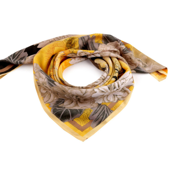 Bufanda 65x65 cm, flores - Amarillo (1 Pieza) Bufanda 65x65 cm, flores - Amarillo (1 Pieza)