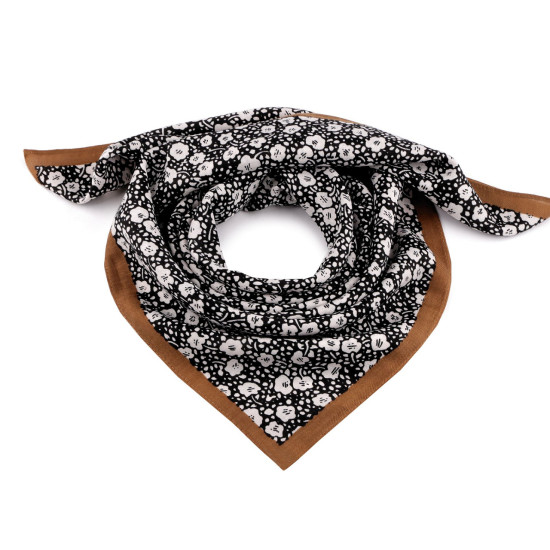 Bufanda 65x65 cm, flores - Negro (1 Pieza) Bufanda 65x65 cm, flores - Negro (1 Pieza)