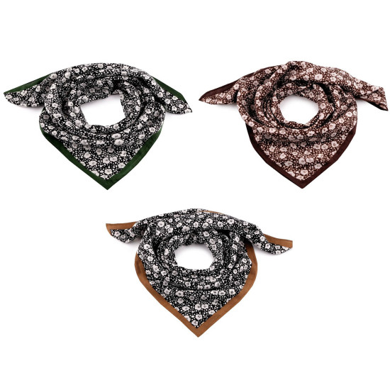 Bufanda 65x65 cm, flores - Negro (1 Pieza) Bufanda 65x65 cm, flores - Negro (1 Pieza)