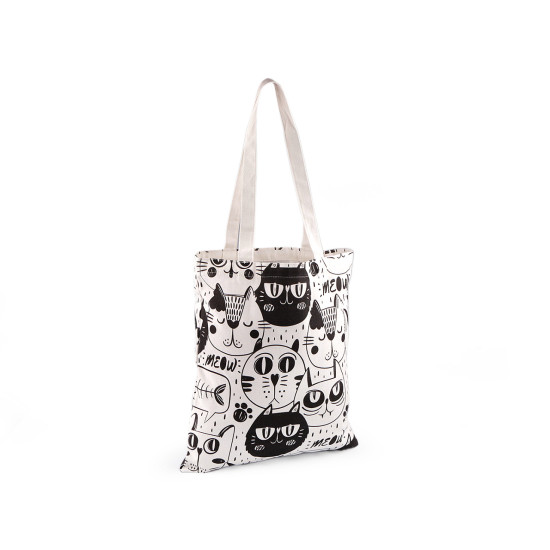 Cotton tote bag dog, cat 34x39 cm - White (1 Piece) Cotton tote bag dog, cat 34x39 cm - White (1 Piece)
