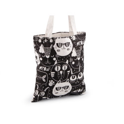 Cotton tote bag dog, cat 34x39 cm - Black (1 Piece)