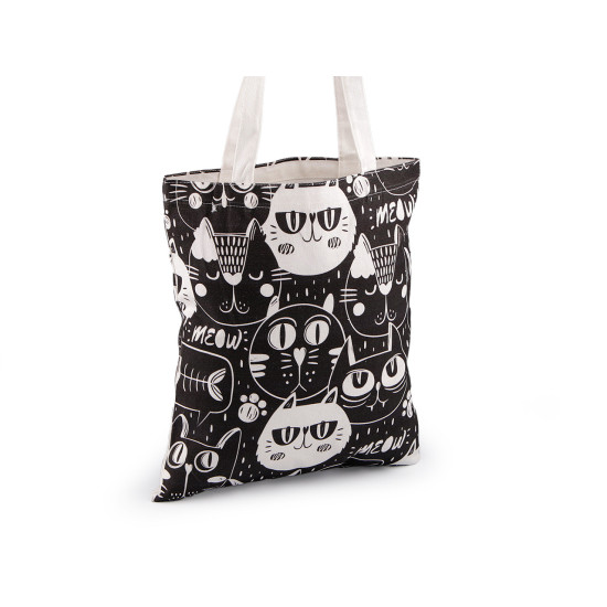 Cotton tote bag dog, cat 34x39 cm - White (1 Piece) Cotton tote bag dog, cat 34x39 cm - White (1 Piece)