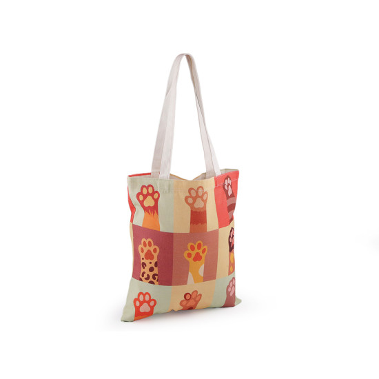 Cotton tote bag dog, cat 34x39 cm - White (1 Piece) Cotton tote bag dog, cat 34x39 cm - White (1 Piece)