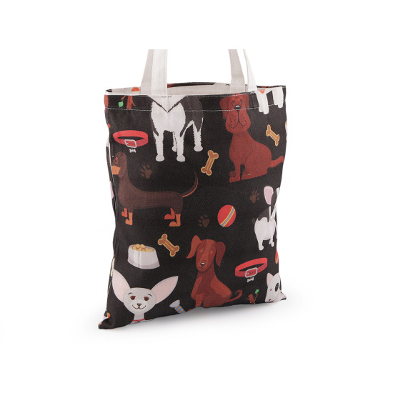 Cotton tote bag dog, cat 34x39 cm - White (1 Piece) Cotton tote bag dog, cat 34x39 cm - White (1 Piece)