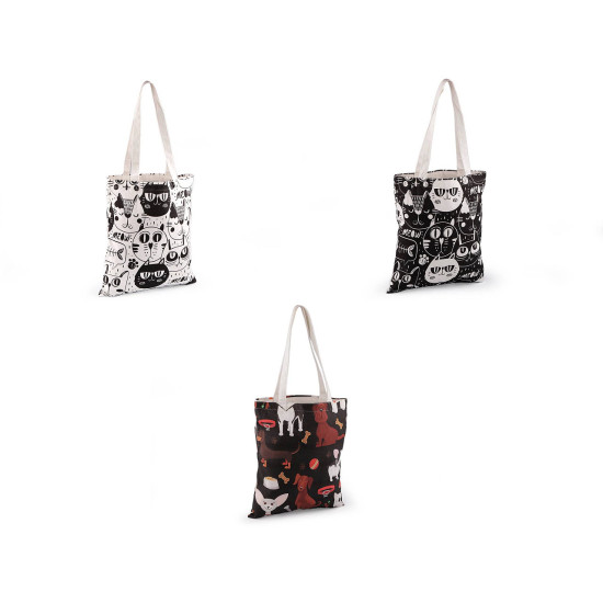 Cotton tote bag dog, cat 34x39 cm - White (1 Piece) Cotton tote bag dog, cat 34x39 cm - White (1 Piece)
