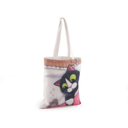 Cotton tote bag cat 34x40 cm - Cream lightest (1 Piece)
