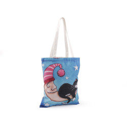 Cotton tote bag cat 34x40 cm - Baby blue (1 Piece)
