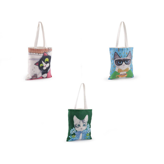 Cotton tote bag cat 34x40 cm - Cream lightest (1 Piece) Cotton tote bag cat 34x40 cm - Cream lightest (1 Piece)