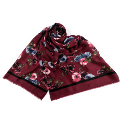 Chusta / szal / pled kwiaty 90x180 cm - Bordo (1 Sztuka)