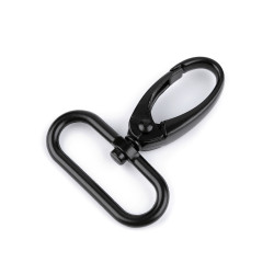 Karabińczyk metalowy z krętlikiem, otwór do przewlekania 32 mm - Czarny lakier (1 Sztuka)