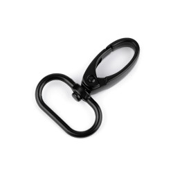 Karabińczyk metalowy z krętlikiem, otwór do przewlekania 25 mm - Czarny lakier (1 Sztuka)