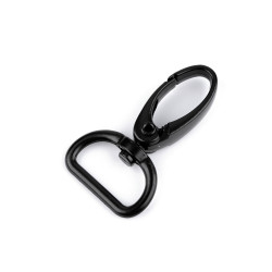 Karabińczyk metalowy z krętlikiem, otwór do przewlekania 20 mm - Czarny (1 Sztuka)