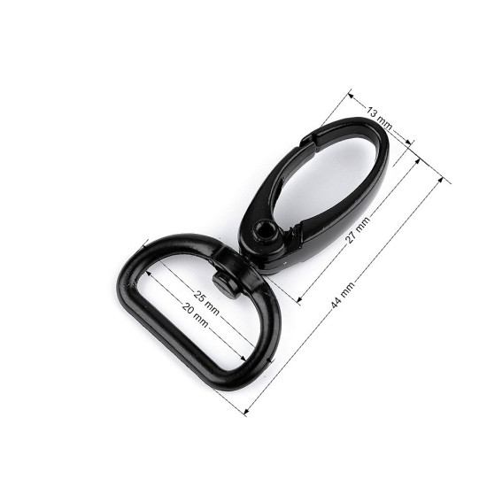 Karabińczyk metalowy z krętlikiem, otwór do przewlekania 20 mm - Czarny (1 Sztuka) Karabińczyk metalowy z krętlikiem, otwór do przewlekania 20 mm - Czarny (1 Sztuka)