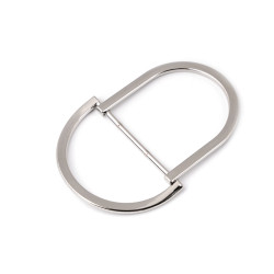 Metal belt buckle, double, pulling hole 30 mm - Nickel (1 Piece)