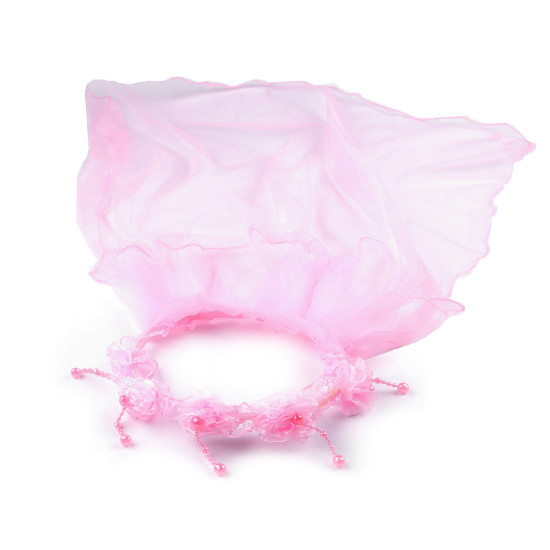 Couronne pour cheveux avec voile - Rose (1 Pièce) Couronne pour cheveux avec voile - Rose (1 Pièce)