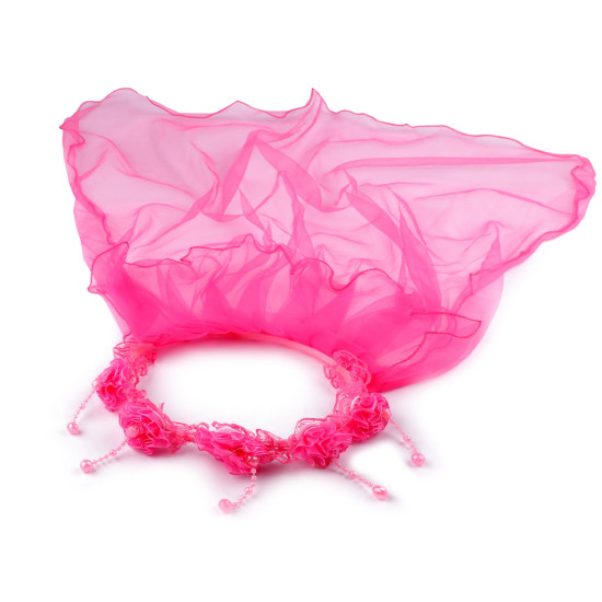 Couronne pour cheveux avec voile - Rose (1 Pièce) Couronne pour cheveux avec voile - Rose (1 Pièce)