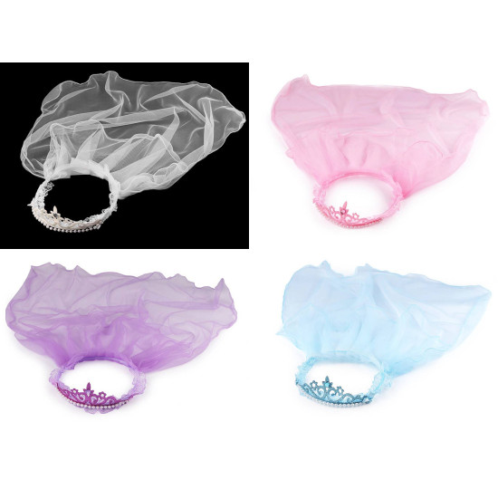 Couronne pour cheveux avec voile - Rose (1 Pièce) Couronne pour cheveux avec voile - Rose (1 Pièce)
