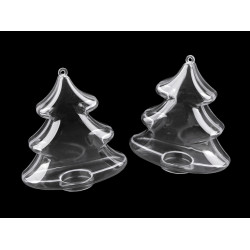 Two-part plastic box - bell, tree, drop, star - Transparent (12 Pieces)