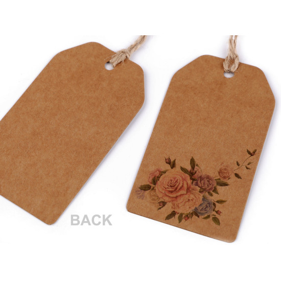 Paper tag / name tag with print 50x90 mm - Natural brown (100 Pieces) Paper tag / name tag with print 50x90 mm - Natural brown (100 Pieces)