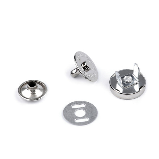 Magnetic snap fasteners, snap clasps buttons ø14 mm - Nickel (4 Sets) Magnetic snap fasteners, snap clasps buttons ø14 mm - Nickel (4 Sets)