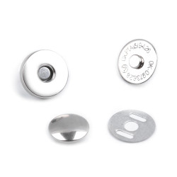 Magnetic snap fasteners, snap clasps buttons ø14 mm - Nickel (20 Sets)