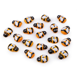 Abeja de madera en miniatura autoadhesiva - Mostaza (100 Piezas)