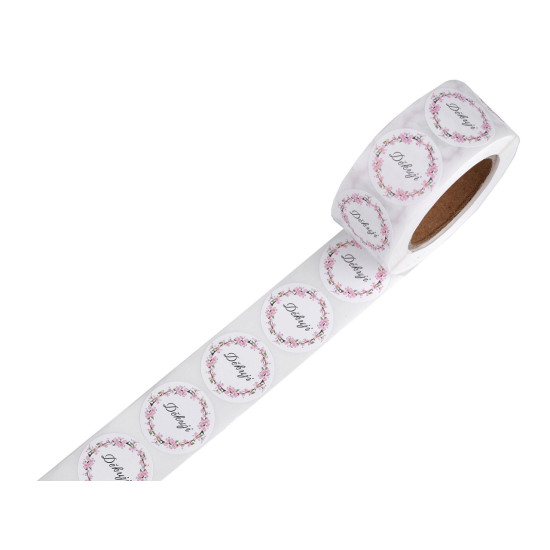 Nalepki papierowe handmade with love, thank you ø25 mm - White (1 Rolka) Nalepki papierowe handmade with love, thank you ø25 mm - White (1 Rolka)