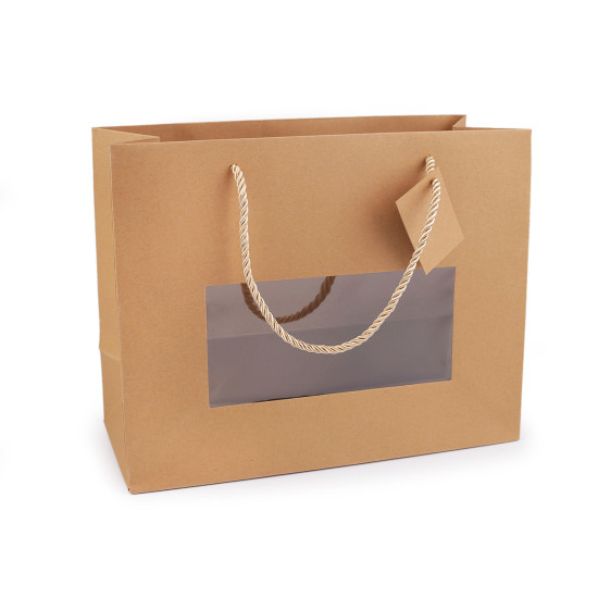 Torebka papierowa natural z okienkiem i szerokim dnem - Naturalny brąz (1 Sztuka) Torebka papierowa natural z okienkiem i szerokim dnem - Naturalny brąz (1 Sztuka)