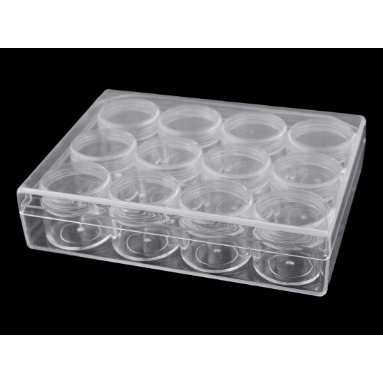 Pojemnik plastikowy / organizer 12 zakręcanych pojemniczków - Transparent (5 Sztuki) Pojemnik plastikowy / organizer 12 zakręcanych pojemniczków - Transparent (5 Sztuki)